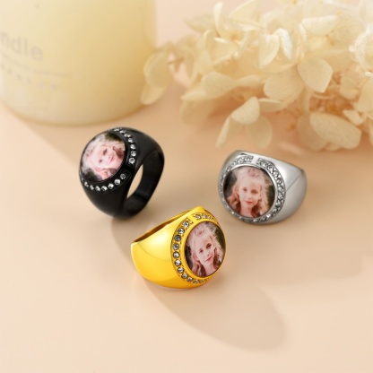 Bague Homme Personnalisée Photo et Gravure 3 couleurs