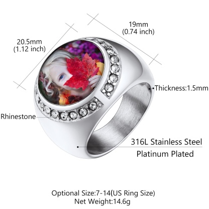 Bague Homme Personnalisée Photo et Gravure taille