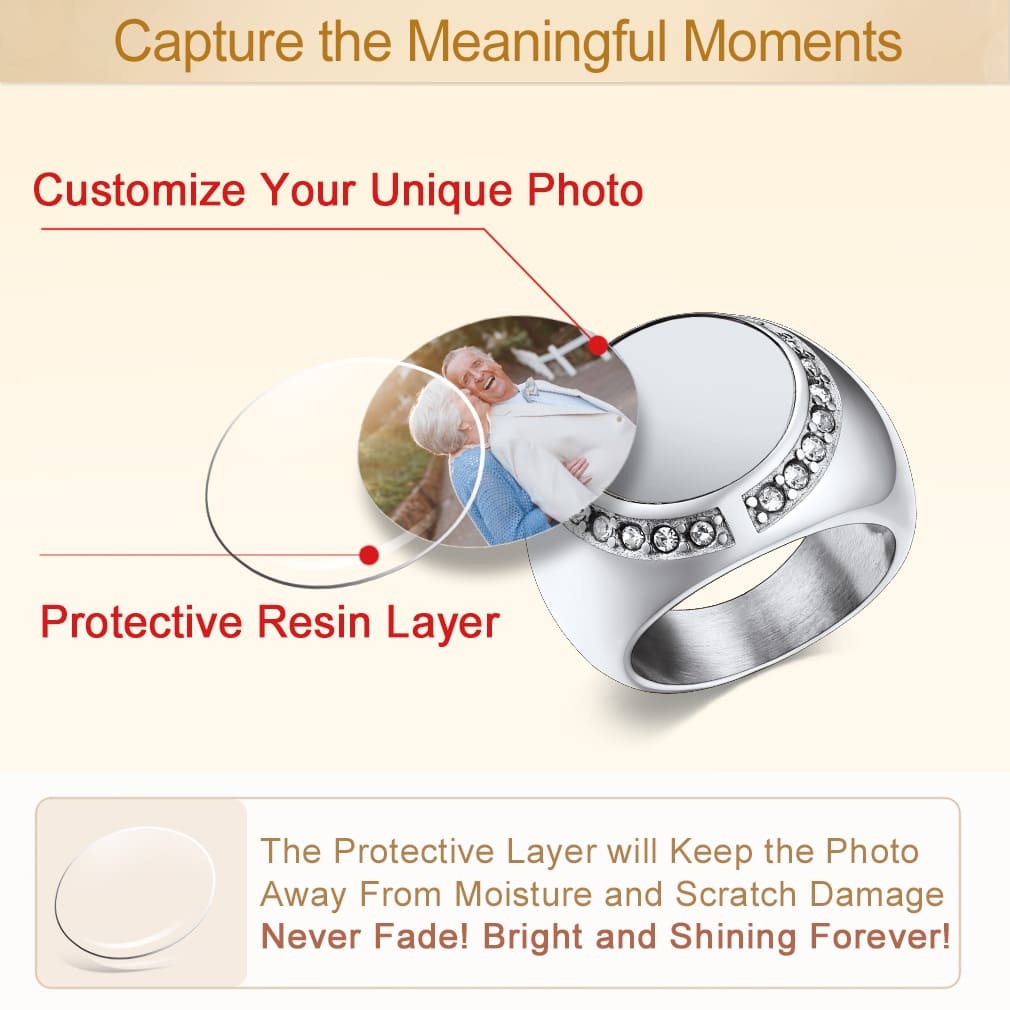 Bague Personnalisée Photo et Gravure détail