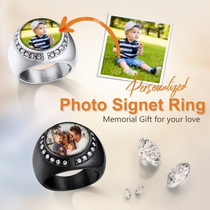 Bague Homme Personnalisée Photo et Gravure  cadeau