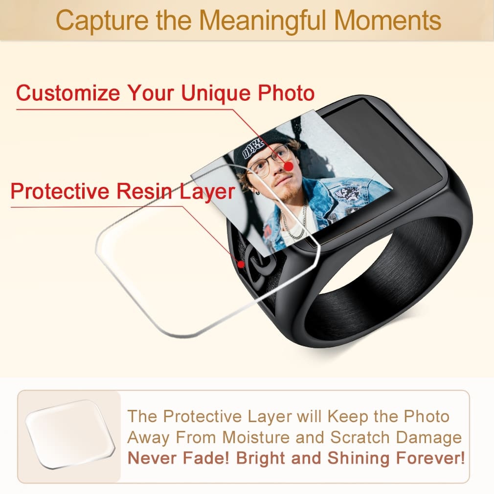 Bague Homme Personnalisée avec Photo et Nœud Celtique