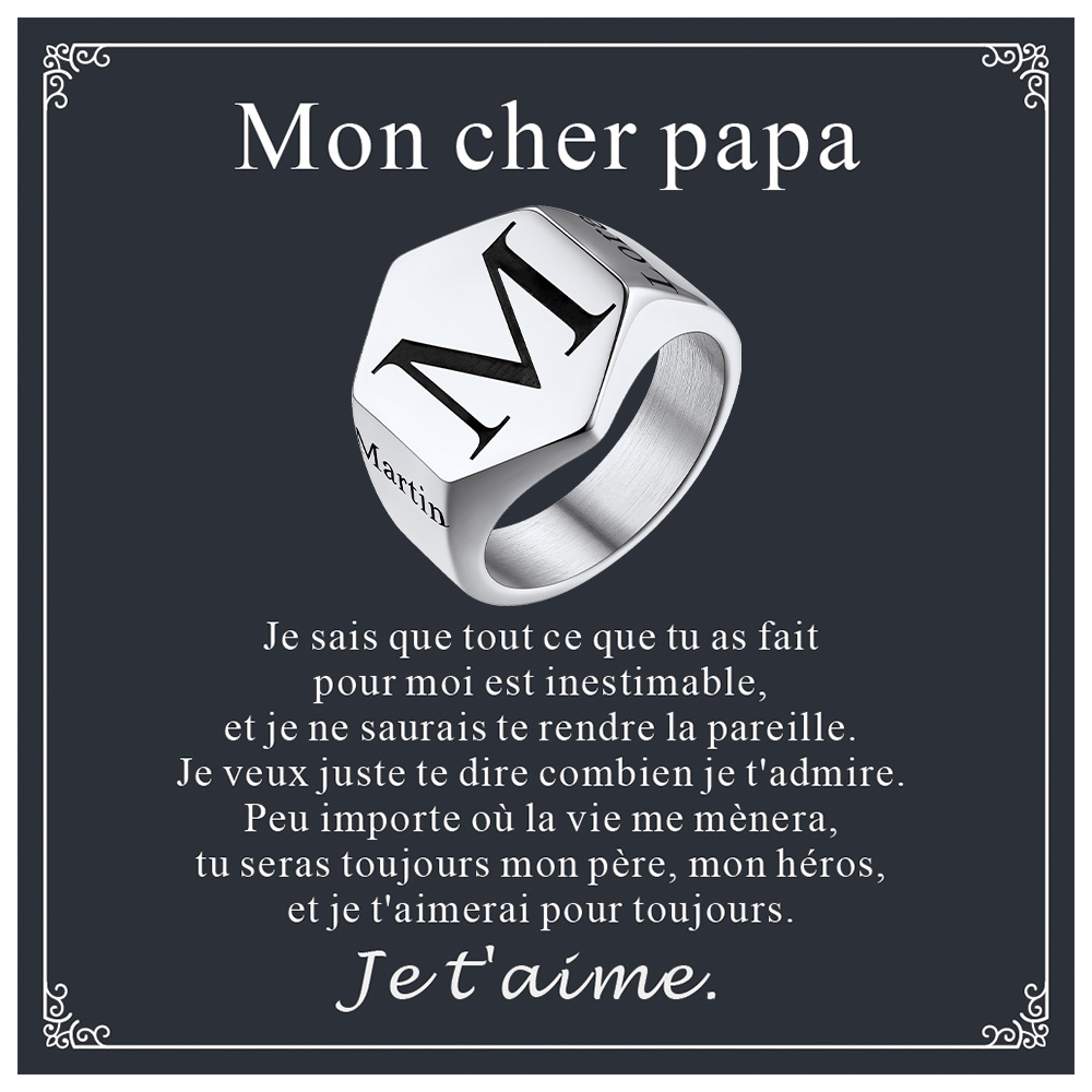 Bague Homme Personnalisée – Chevalière Hexagonale Gravée