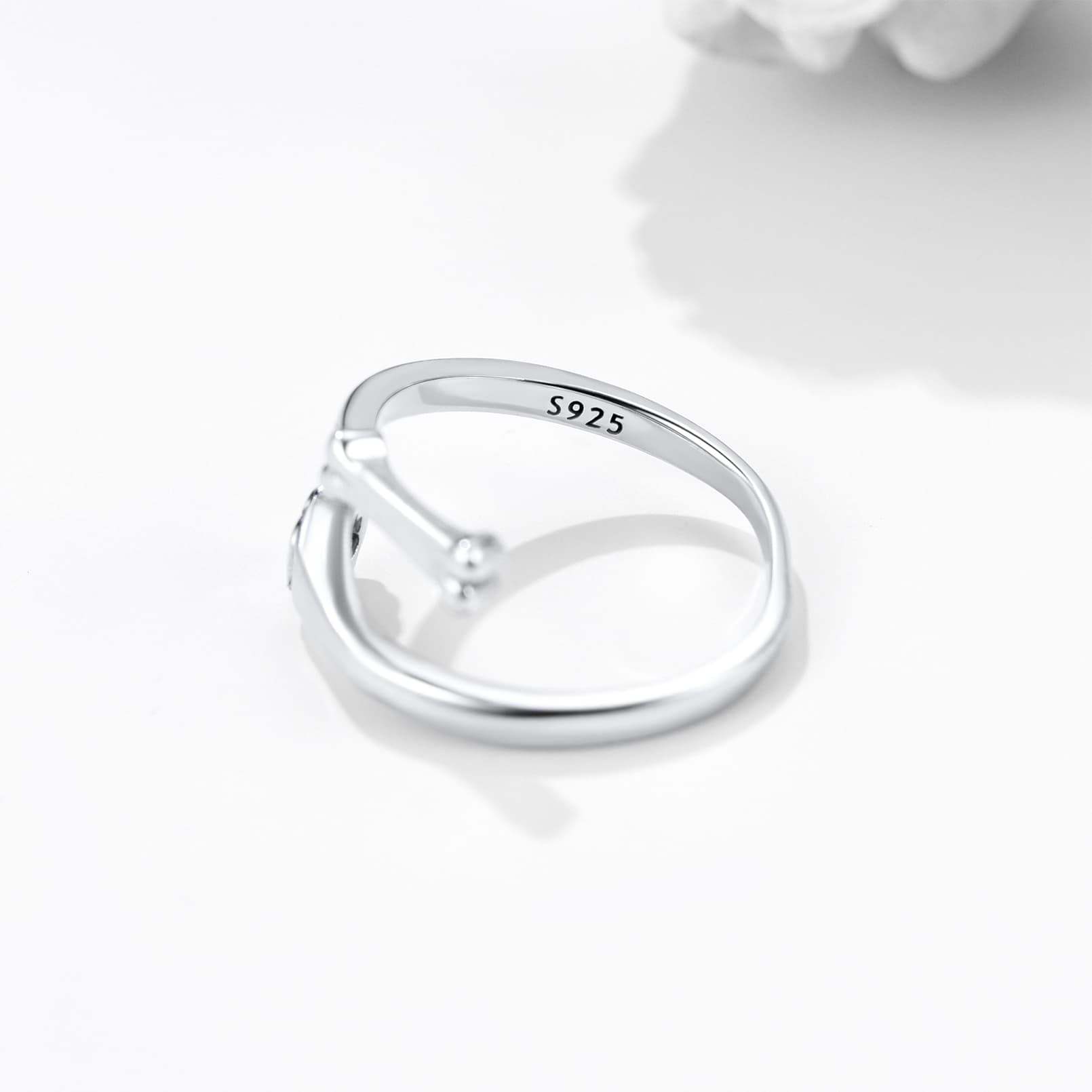 Bague Patte de Chat Gravée Ajustable en Argent 925