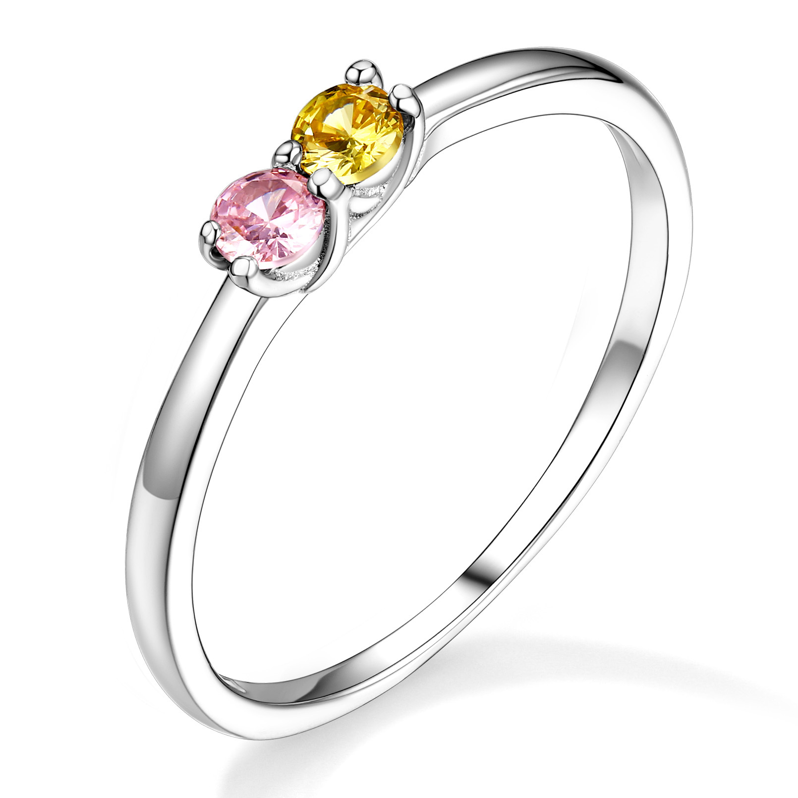 Bague Personnalisée avec Pierres de Naissance et Prénoms Gravés