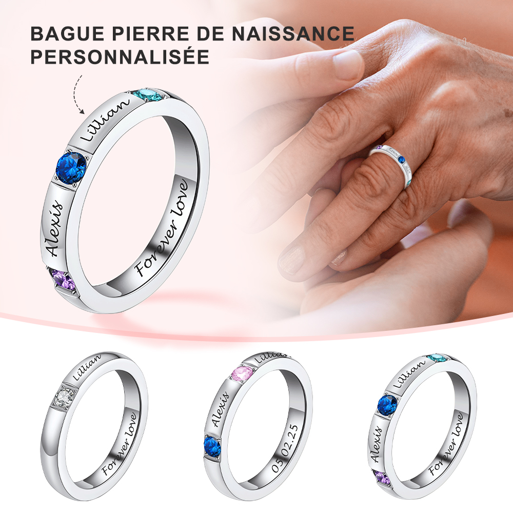 Bague Personnalisée avec Pierres de Naissance pour Maman