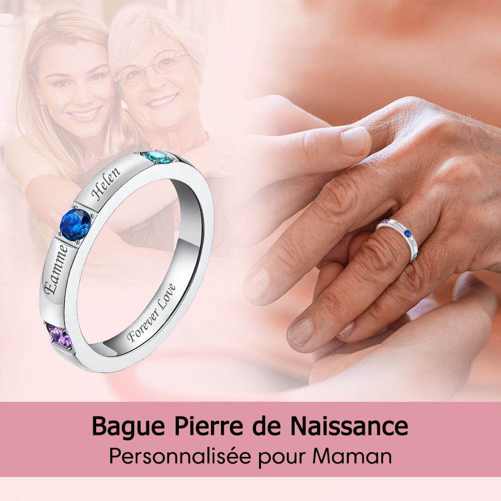 Bague Personnalisée avec Pierres de Naissance pour Maman