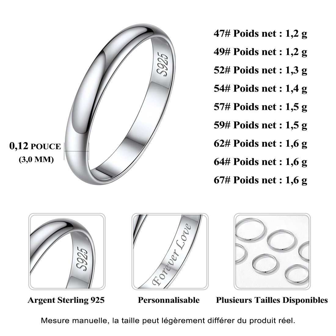 Bague Personnalisée pour Couple taille