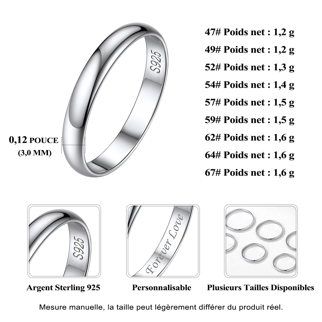 Bague Personnalisée pour Couple taille