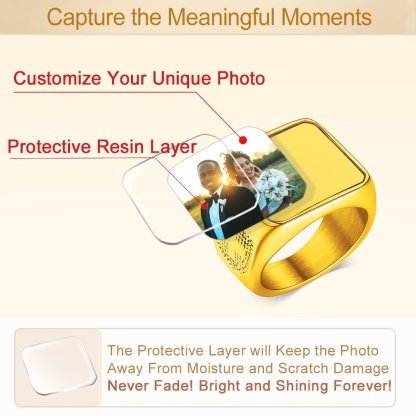 Bague Photo Gravée Personnalisée Cadeau pour Homme protective