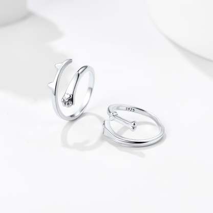 Bague Réglable Argent 925 Patte et Os pour Amoureux d’Animaux
