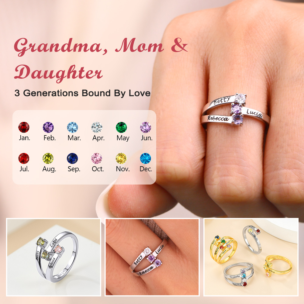 Bague ajustable personnalisée pour maman