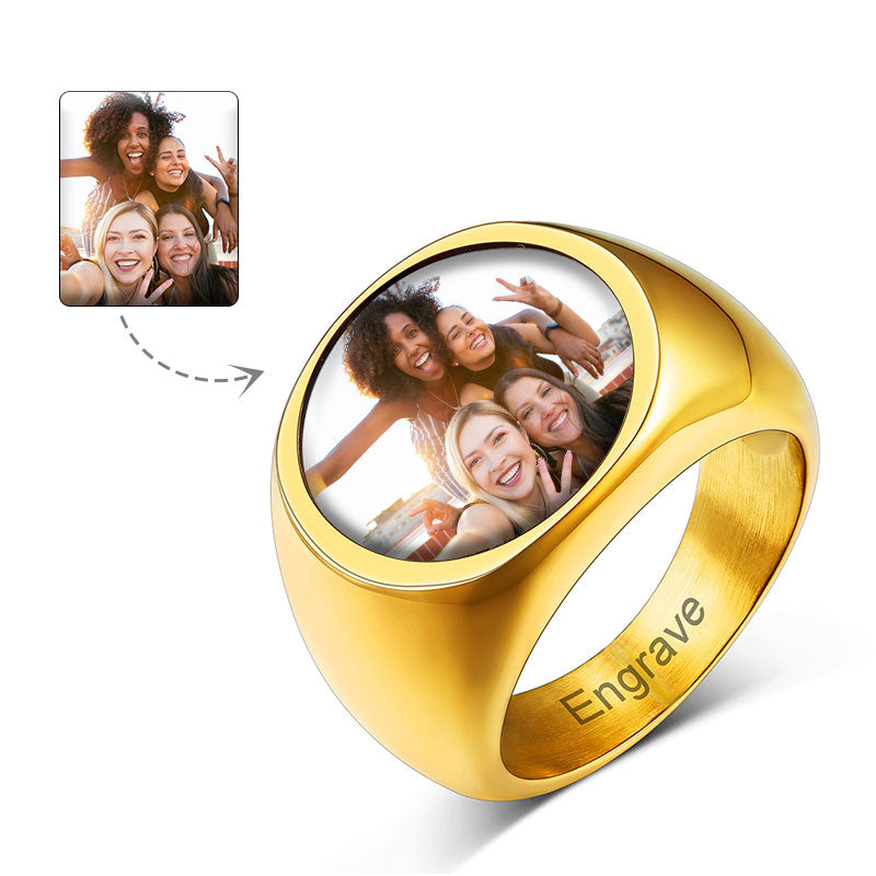 Bague avec Photo Personnalisée en Or