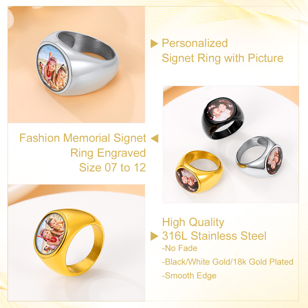 Bague avec Photo Personnalisée en Acier – Cadeau Souvenir Detail