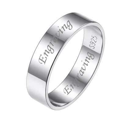 Bague de Mariage Personnalisée en Argent Sterling avec Gravure 5mm