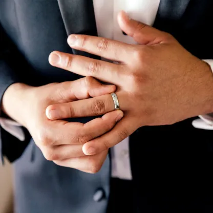 Bague de Mariage Personnalisée en Argent Sterling 925 avec Gravure pour couple