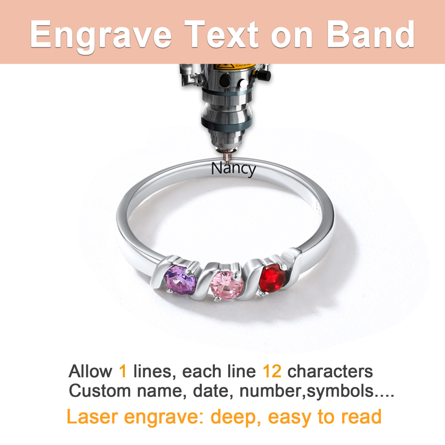 Bague en Argent Sterling Personnalisée 