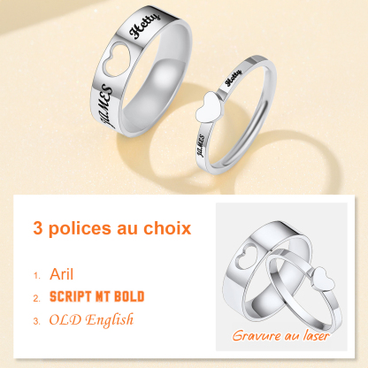 Bagues Promesse Personnalisées avec Prénoms pour Couples