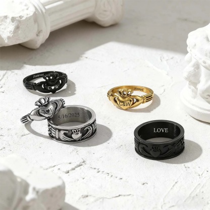 Bagues de Promesse Claddagh pour Couple Argenté Or Noir