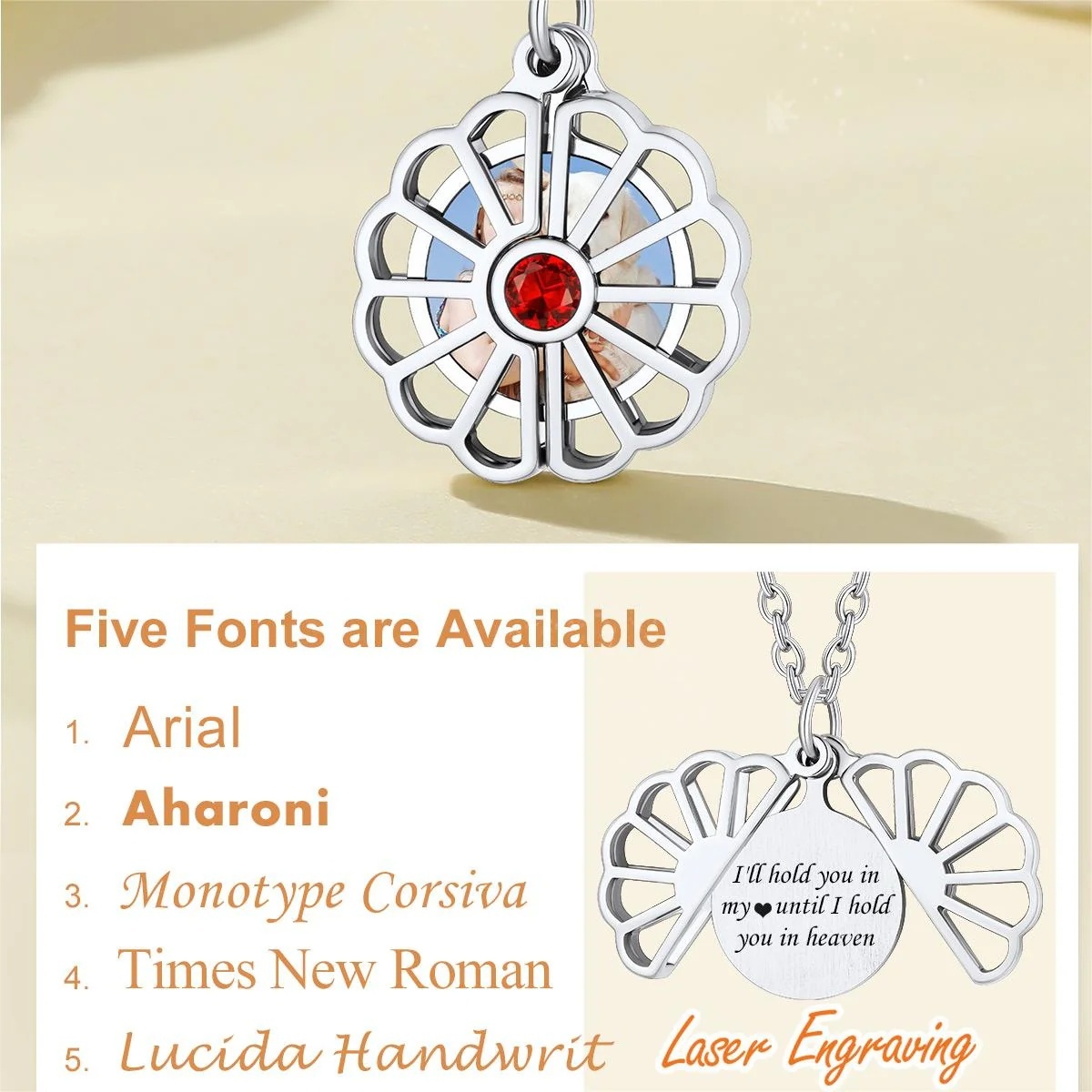 Collier Médaillon Fleur de Pierre de Naissance 5 polices