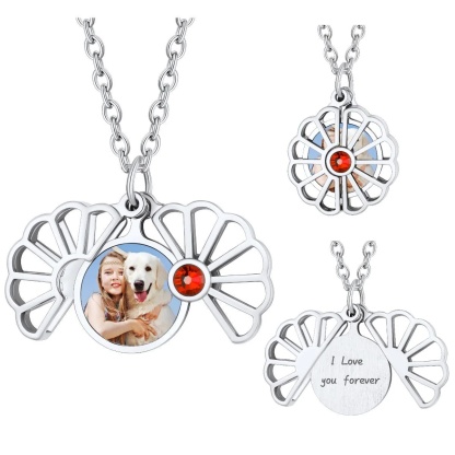 Collier argenté Médaillon Fleur de Pierre de Naissance