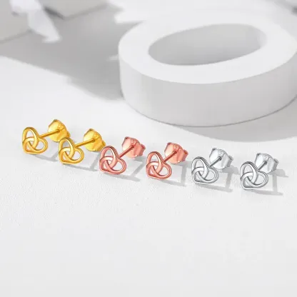 Boucles d’Oreilles Clous Cœur Nœud Celtique en Argent Sterling 925 3 couleurs