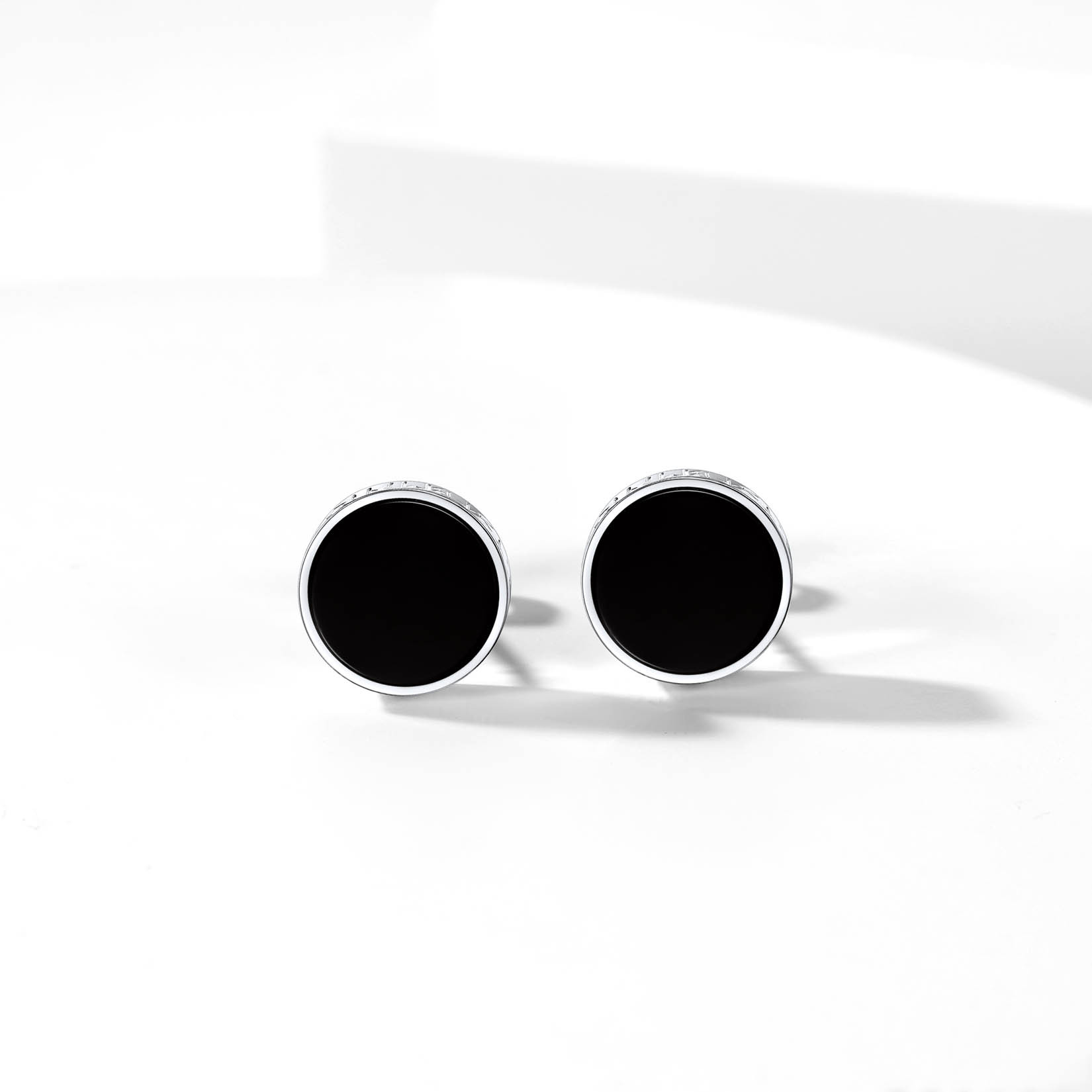 Boucles d’Oreilles Homme Argent 925 Onyx Noir