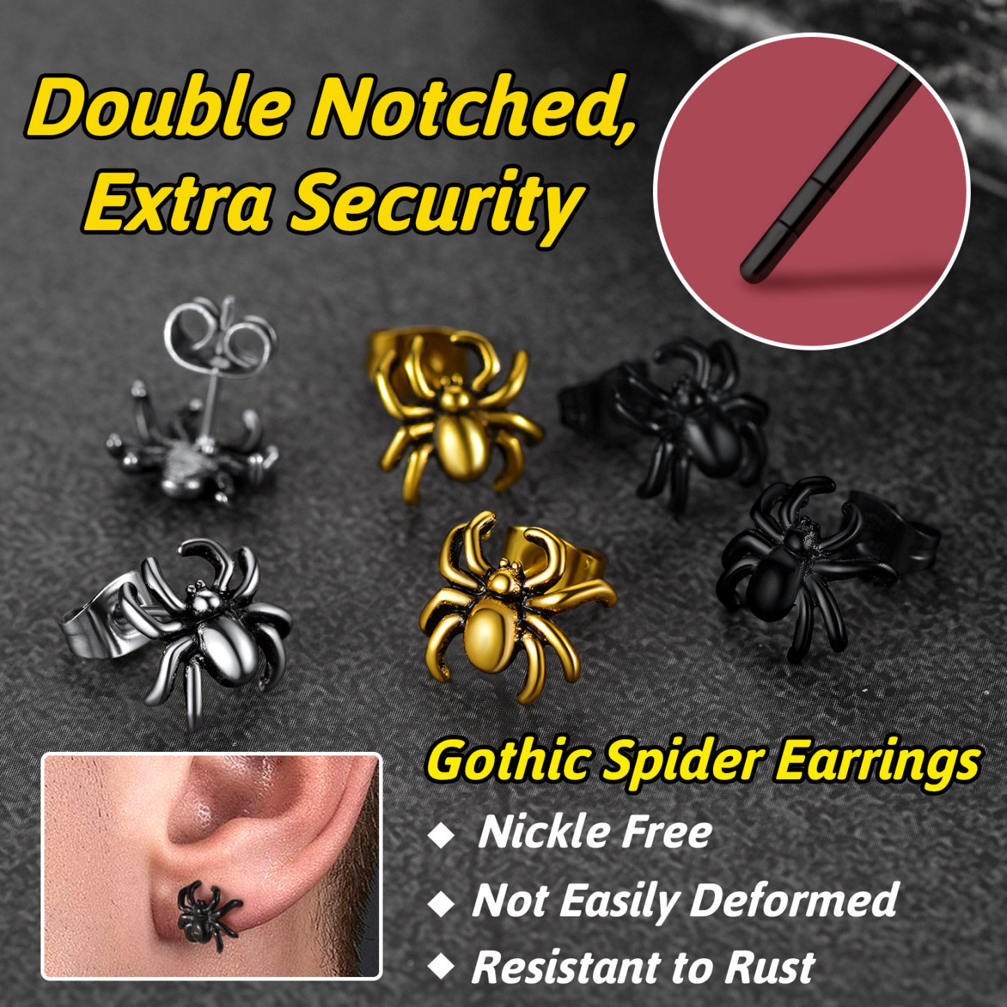 Boucles d'Oreilles Araignée détail