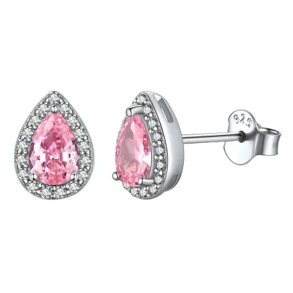 Boucles d’Oreilles Clous en Argent Sterling avec Pierre de Naissance Octobre