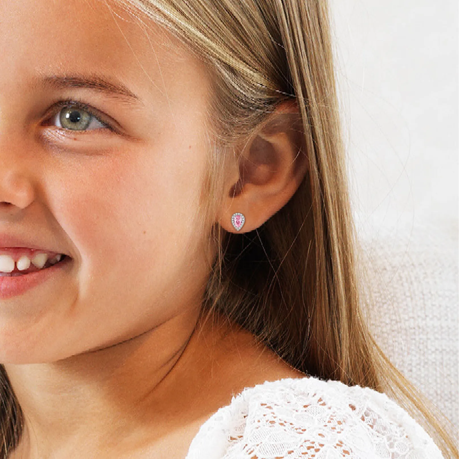 Boucles d’Oreilles Clous en Argent Sterling avec Pierre de Naissance pour fille