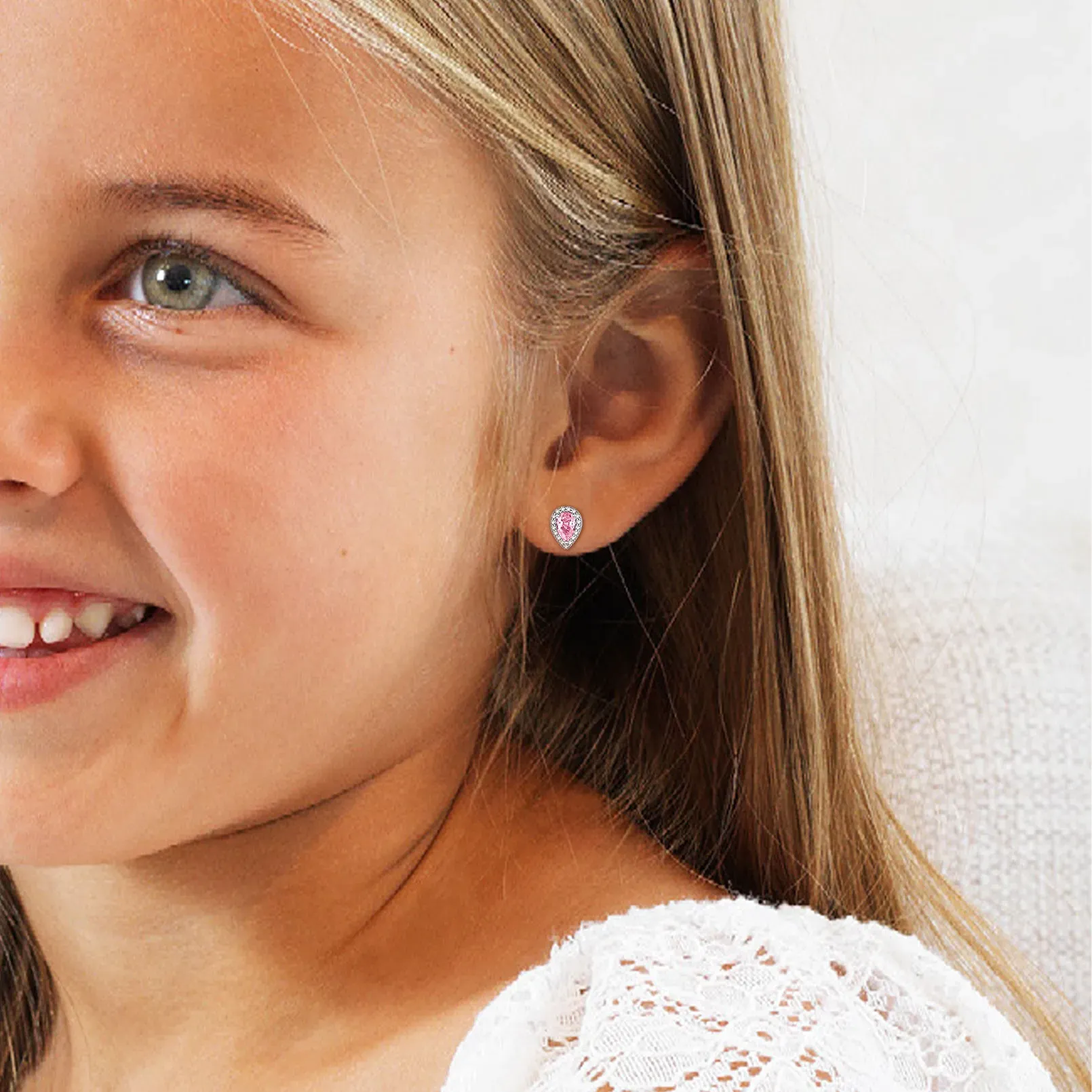 Boucles d’Oreilles Clous en Argent Sterling avec Pierre de Naissance pour fille