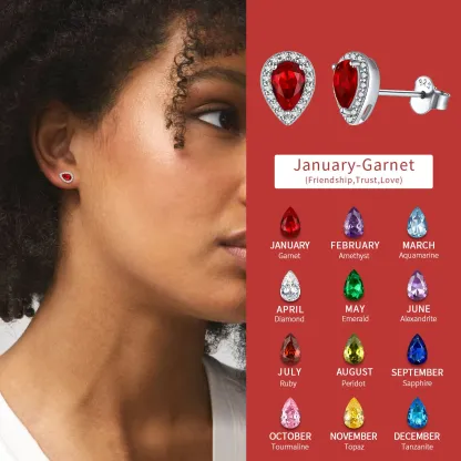 Boucles d’Oreilles Clous en Argent Sterling avec Pierre de Naissance janvier