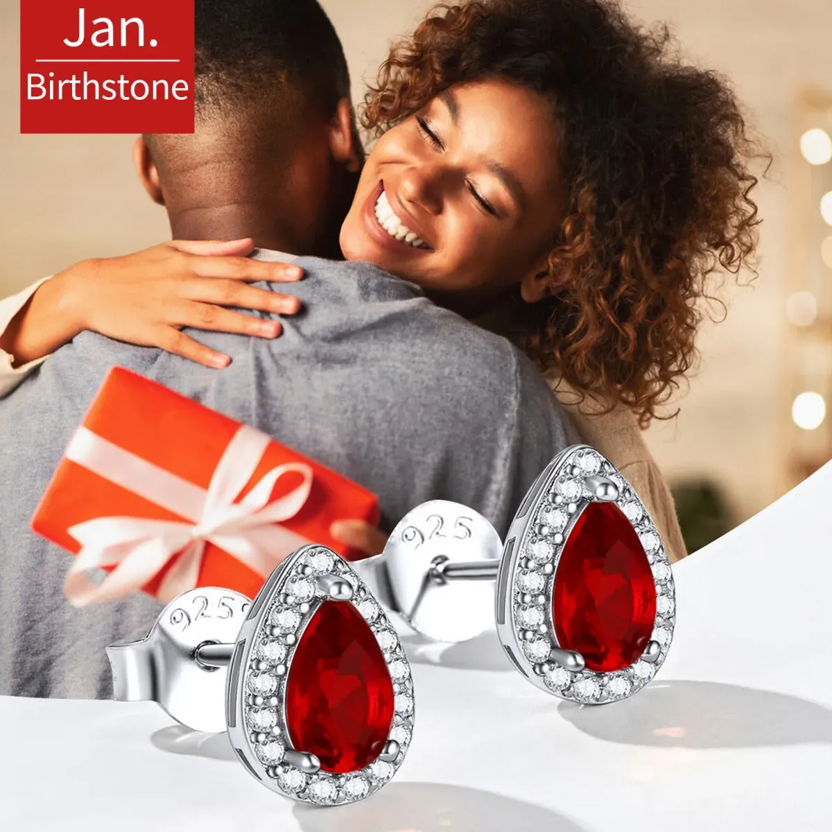 Boucles d’Oreilles Clous en Argent Sterling avec Pierre de Naissance cadeaux pour ami