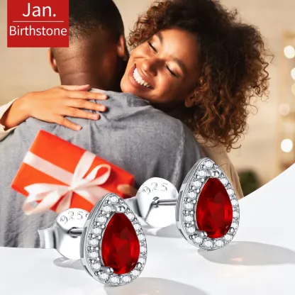 Boucles d’Oreilles Clous en Argent Sterling avec Pierre de Naissance cadeaux pour ami