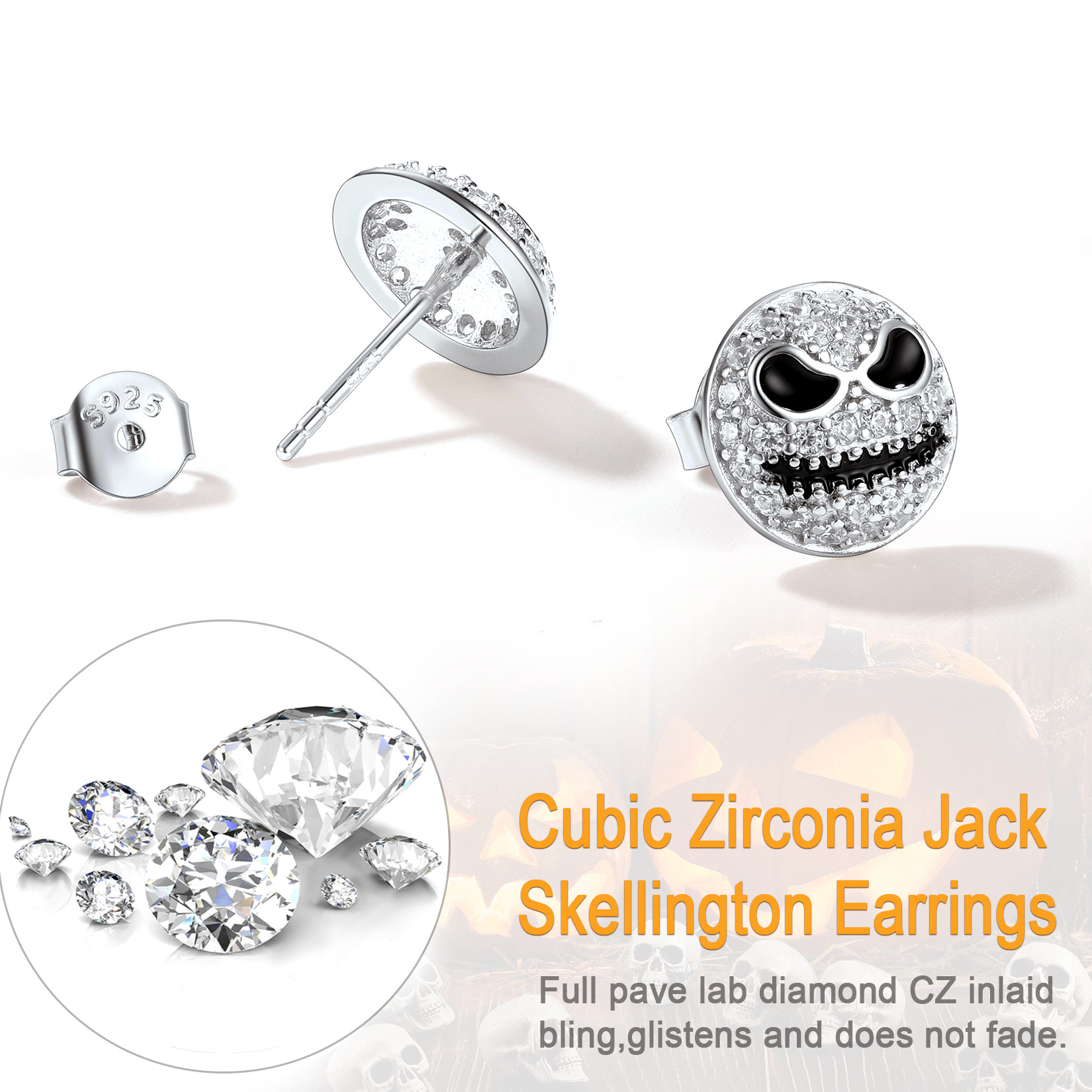 Boucles d'Oreilles Puces Jack Skellington cadeaux halloween