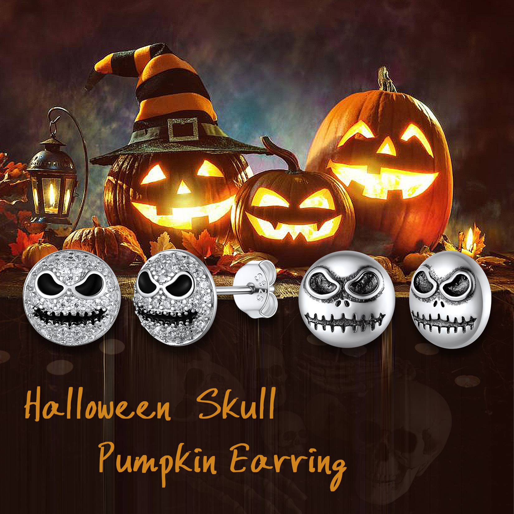 Boucles d'Oreilles Jack Skellington en Argent 925