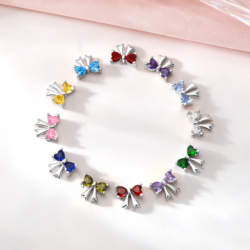 Boucles d’oreilles Argent 925 Nœud avec Pierre de naissance collection