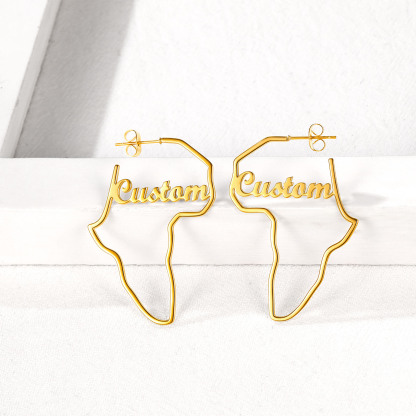 Boucles d’Oreilles Carte d’Afrique Personnalisées Or
