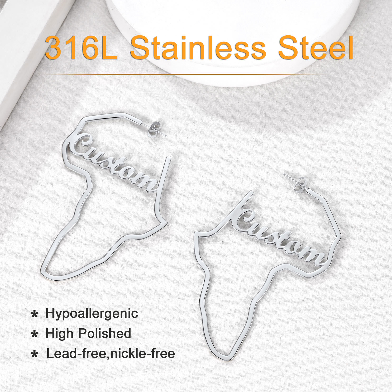 Boucles d’Oreilles Carte d’Afrique Personnalisées