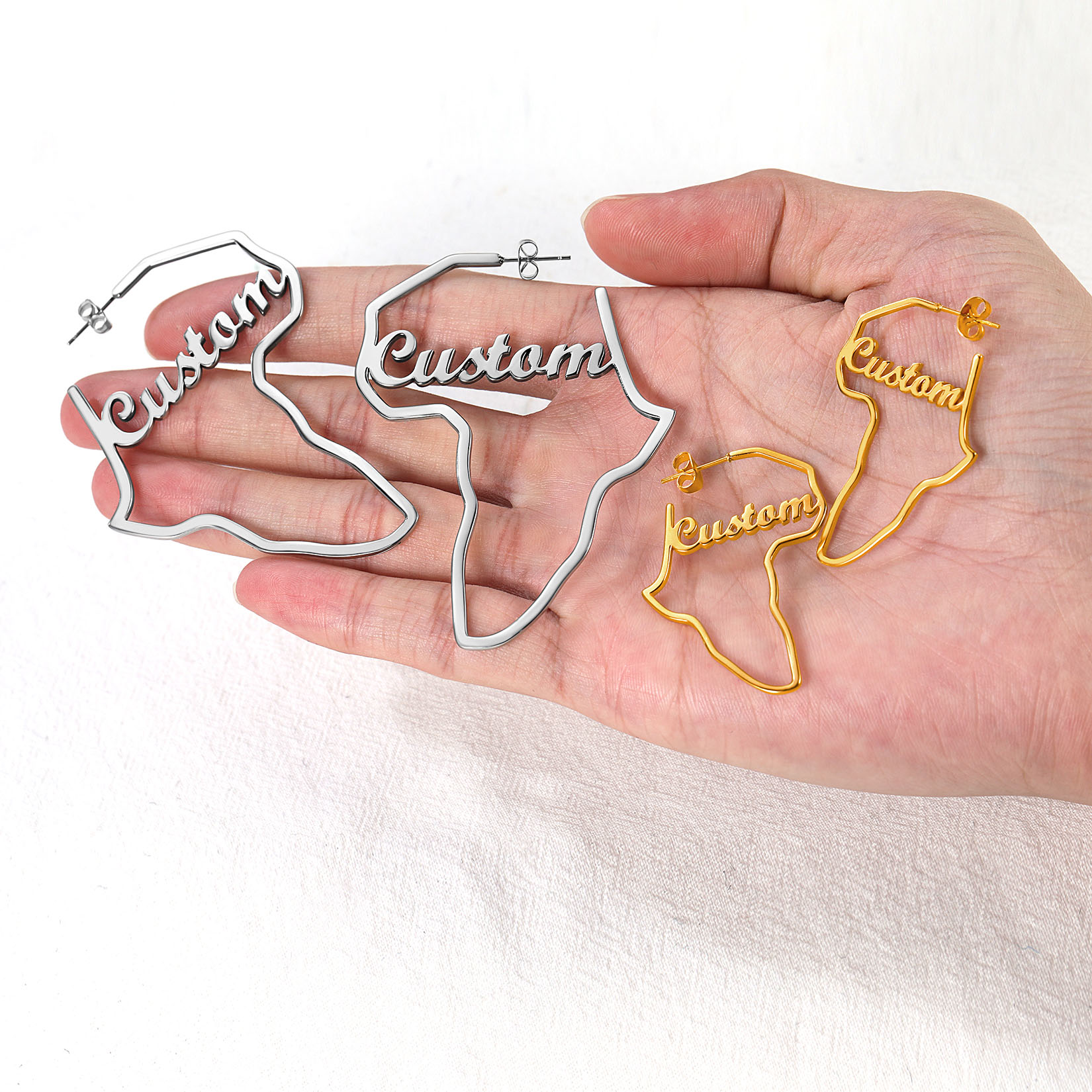 Boucles d’Oreilles Carte d’Afrique avec Nom
