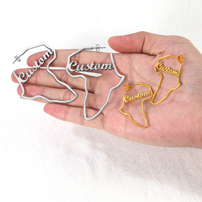 Boucles d’Oreilles Carte d’Afrique avec Nom