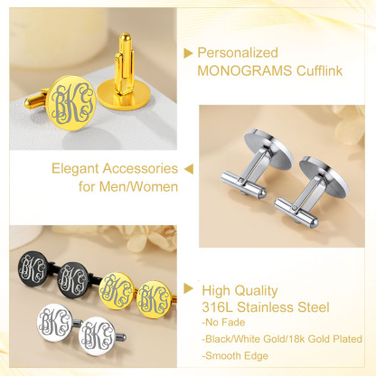 Boutons de Manchette Gravés Initiales pour Homme