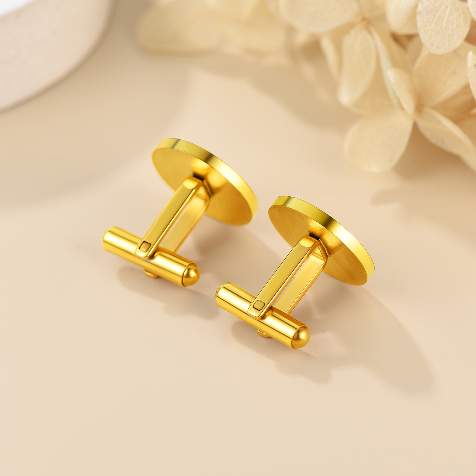 Boutons de Manchette Gravés Initiales Or pour Homme 