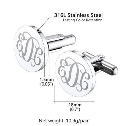 Boutons de Manchette Homme Gravés Initiales Taille