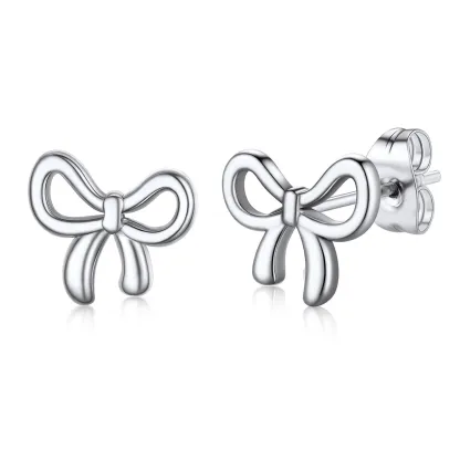 Boucles d’Oreilles Clou Nœud Papillon argenté