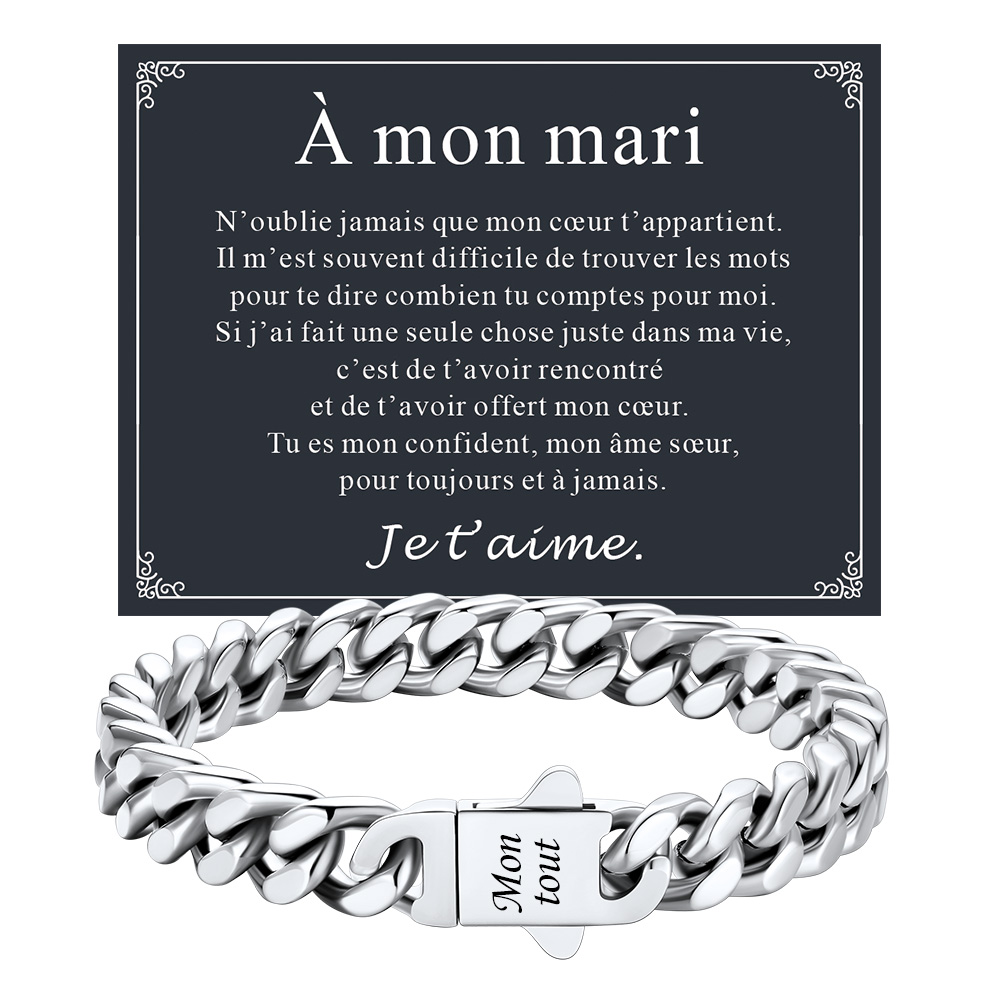 Bracelet Chaîne Cuban Personnalisé avec carte