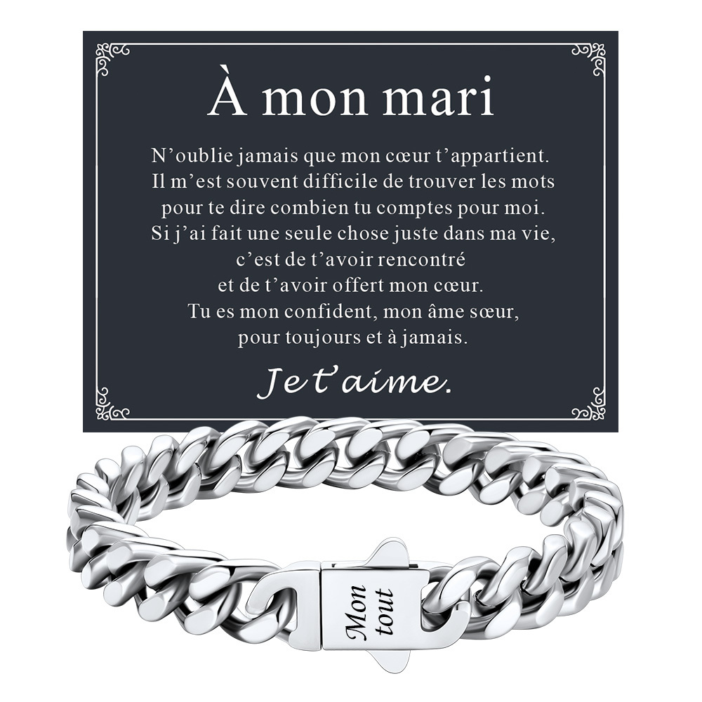 Bracelet Chaîne Cuban Personnalisé avec carte