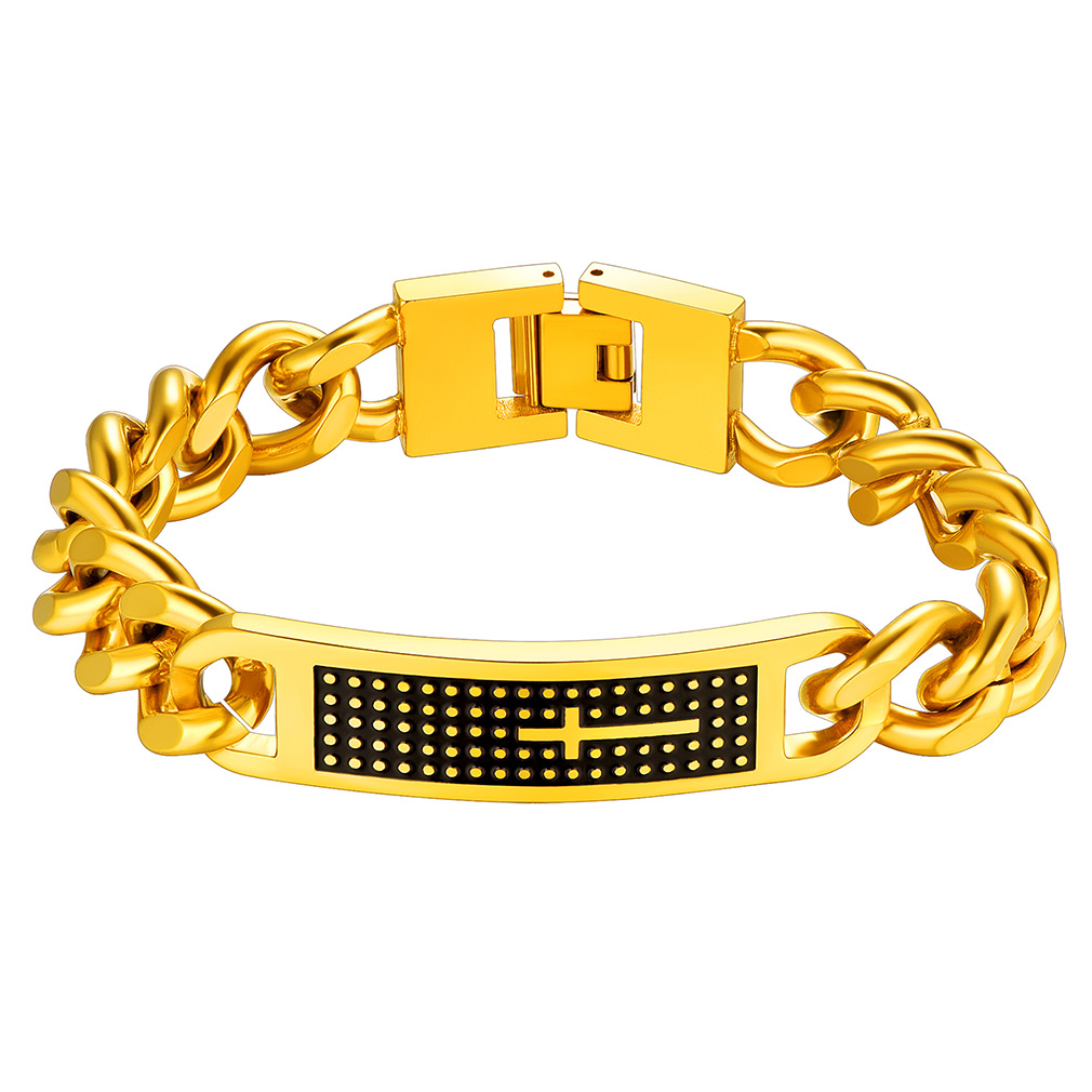 Bracelet Chaîne  Doré avec Croix pour Homme