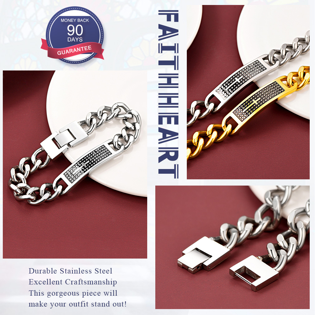 Bracelet Chaîne  Doré avec Croix pour Homme