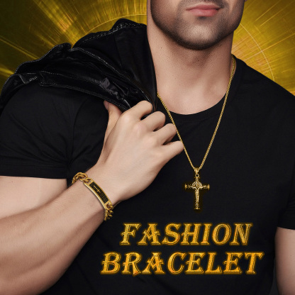 Bracelet Chaîne  Doré avec Croix pour Homme