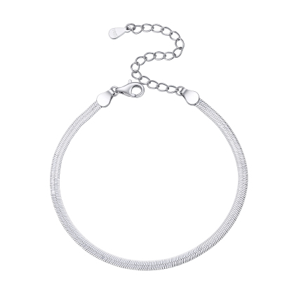 Bracelet Serpent Plat en Argent Sterling 925 pour Femme